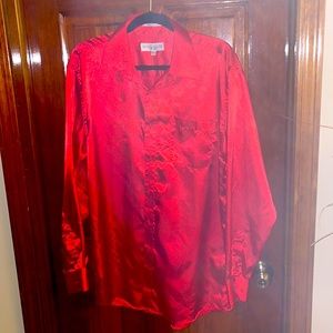 Daniel Ellissa New York Shiny Red Dress Shirt. Mens 16 1/2 34 35. Good Condition